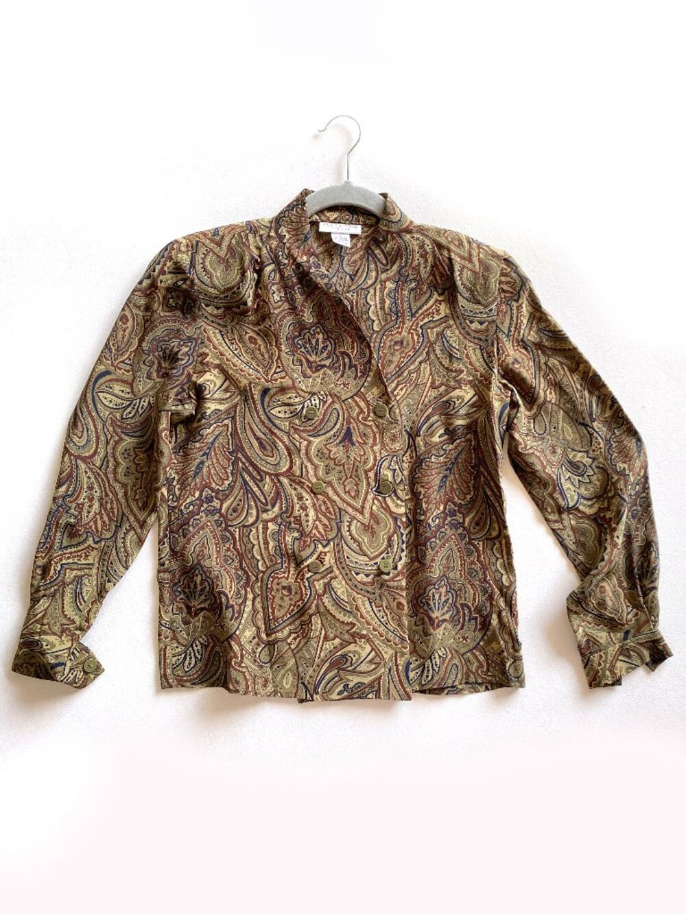 Evan-Picone Petites 100% Silk Paisley Blazer Jacket Size 2 Vintage Button Front